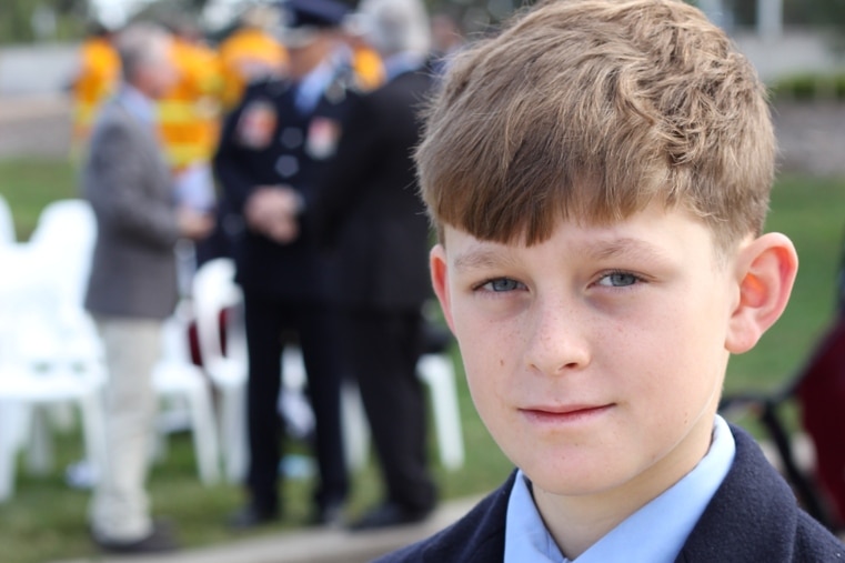 Oliver Black was at the memorial in honour of his father David, a fire bombing pilot who was killed near Ulladulla, NSW in 2013.