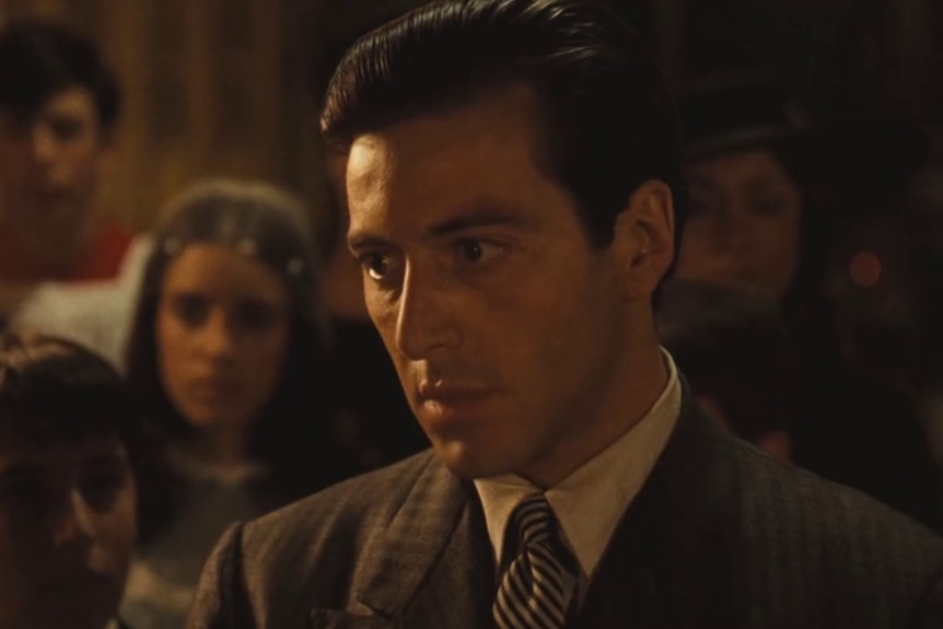 Michael Corleone in The Godfather during the iconic baptism scene.