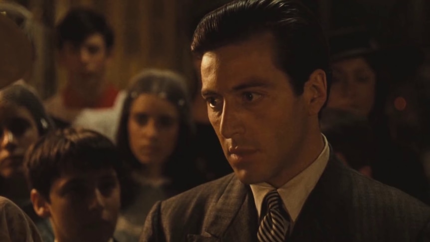 Michael Corleone in The Godfather during the iconic baptism scene.
