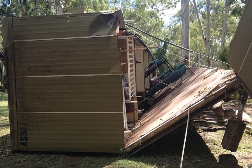 An accommodation hut at Kroombit washed off its foundations.