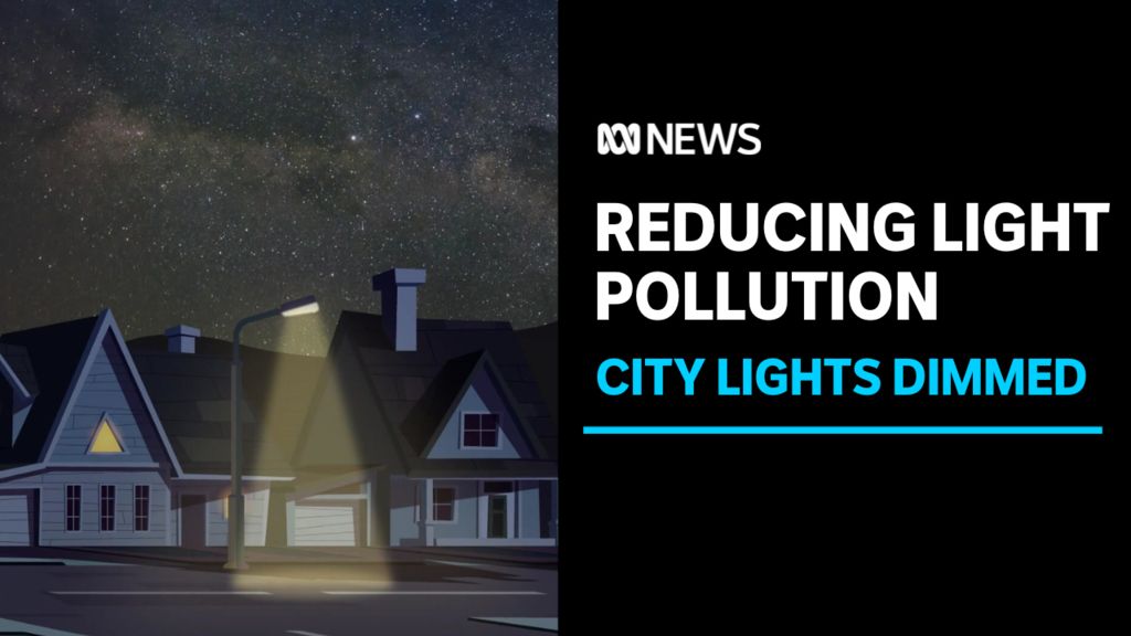 Reducing Light Pollution, City Lights Dimmed: Illustration of a street light on a residential street.