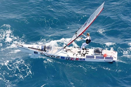 Raphaela le Gouvello has become the first person to windsurf the Indian Ocean.