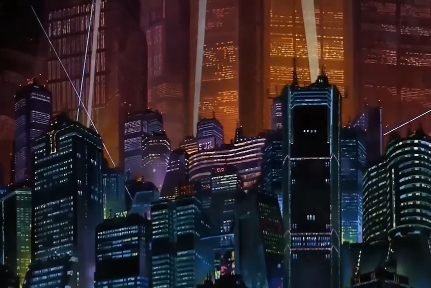 A screenshot of Tokyo from Akira.