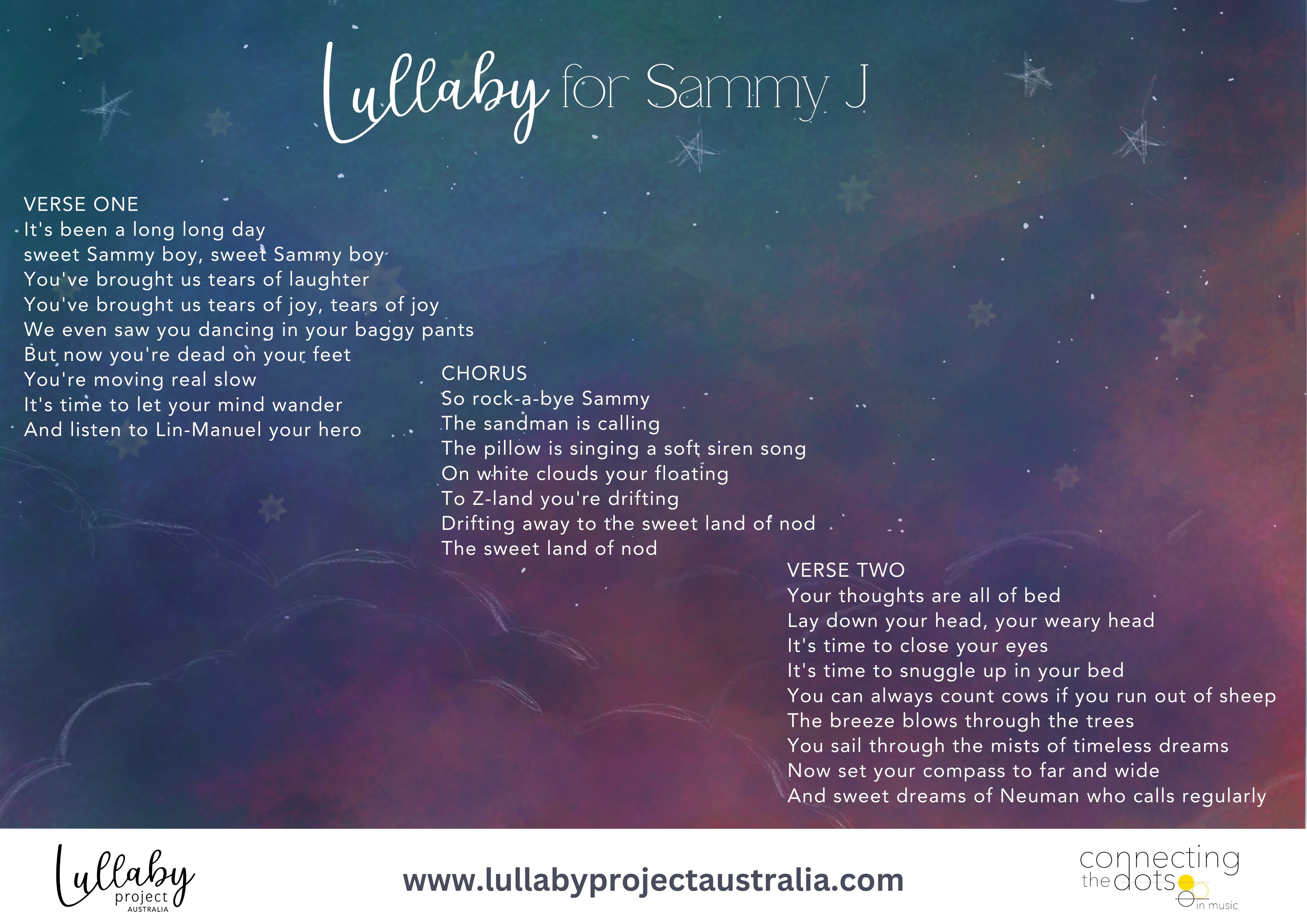 Lullaby Project song for sleepy Sammy J
