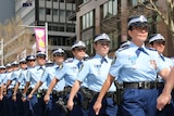 A line of officers during a parade