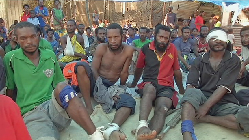 Men allegedly maimed by rogue PNG police officers.