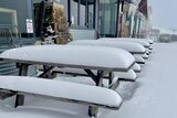 seats covered with snow