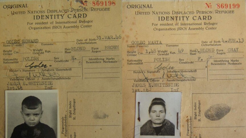 Identity cards for Edward and Maria Golec after arriving in Australia from Poland