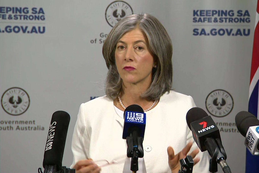 SA Chief Public Health Officer, Professor Nicola Spurrier, addresses the media.