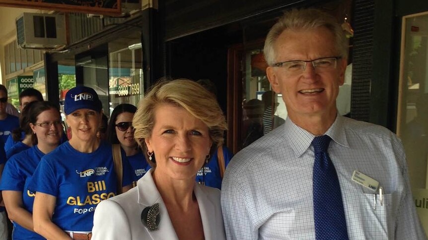 Bill Glasson spent the morning campaigning with Julie Bishop in Bulimba.