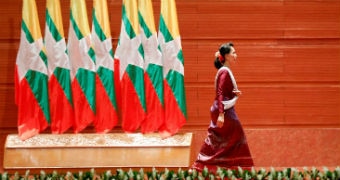 Aung San Suu Kyi in her first address to the nation.