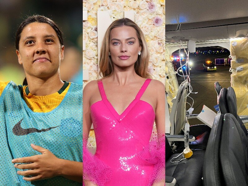 Sam Kerr, Margot Robbie and a part of a plane is missing.