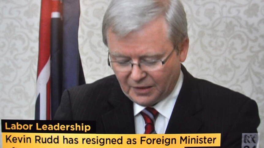 Kevin Rudd resigns as foreign minister (ABC TV)