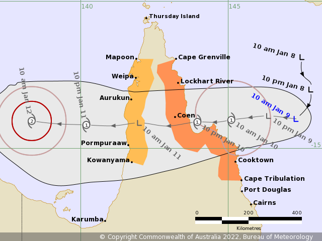 BOM weather map showing tropical low off Cape York