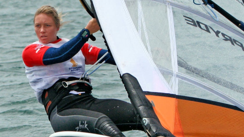 Windsurfer Allison Shreeves rides her sailboard in 2006
