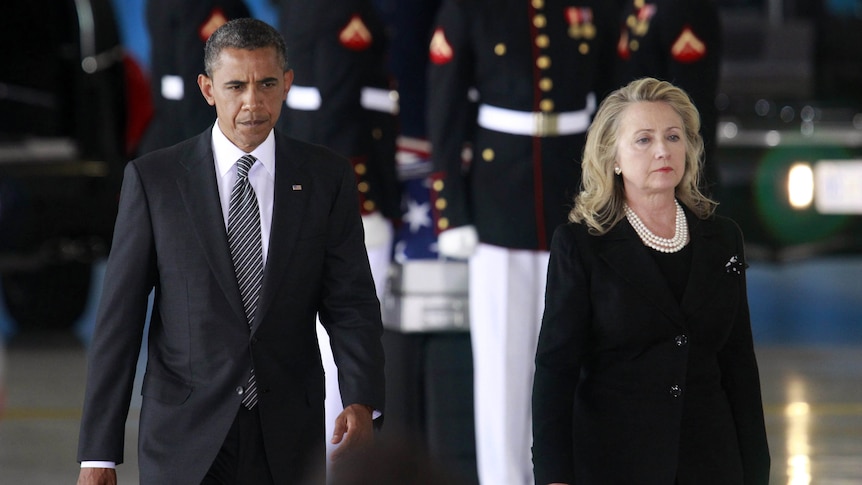 US president Barack Obama and secretary of state Hillary Clinton