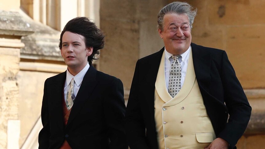Stephen Fry and husband at Princess Eugenie's wedding