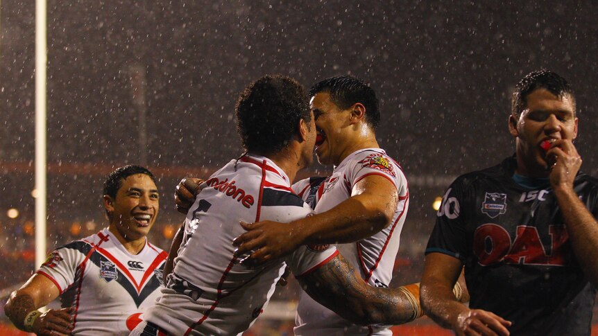 Beastly effort ... Warriors winger Manu Vatuvei scored two tries in the wet conditions.