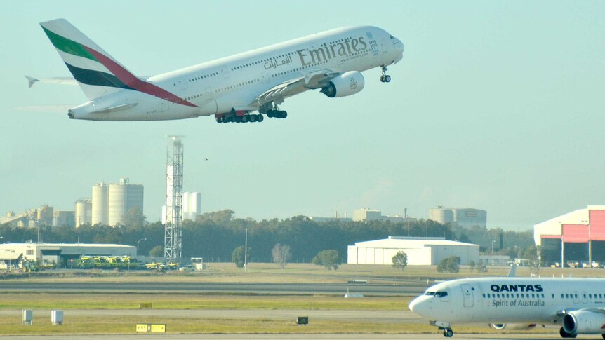 Emirates A380 and Qantas plane