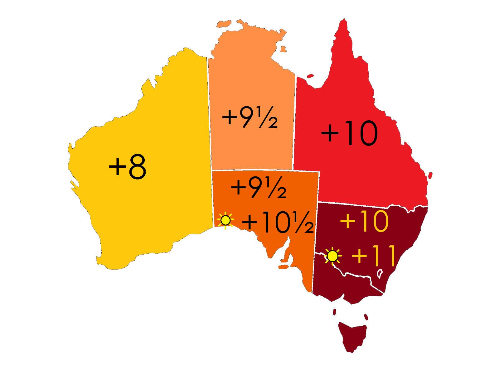 The 5 time zones in Australia in Day light saving