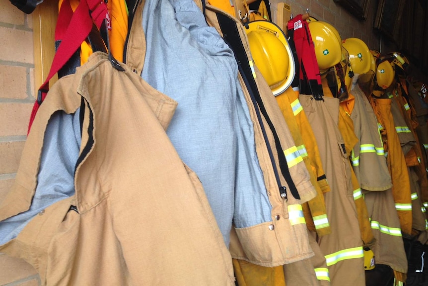 Fire uniforms ready at the Daylesford CFA station.