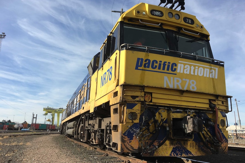 The front of a Pacific National freight train.