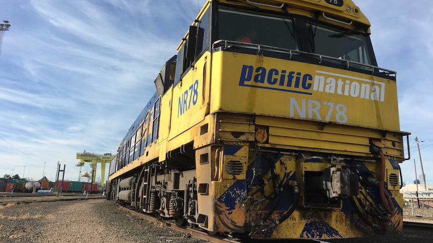 The front of a Pacific National freight train.