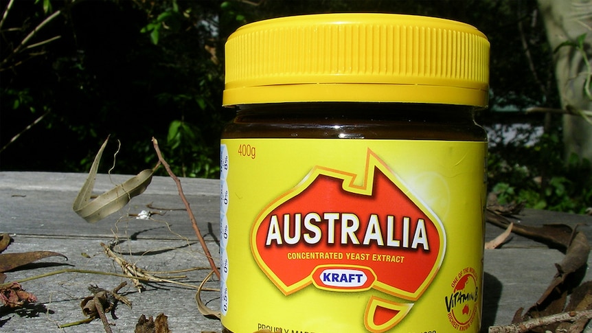 An Australia-themed jar of Vegemite.