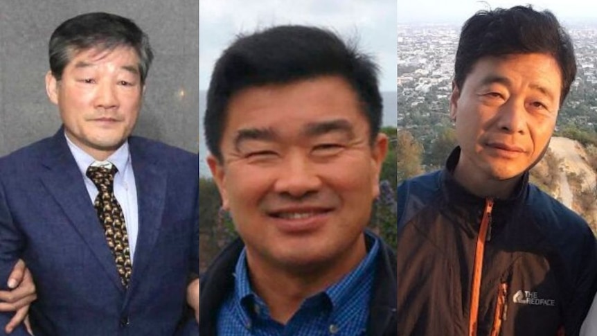 A composite photo showing Kim Dong-chul, Tony Kim and Kim Hak-song.