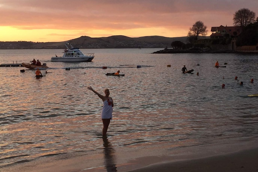 Solo nude swimmer finishes up her 2017 Dark Mofo solstice event