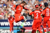Flying: Swann took the key wicket of Australia captain Ricky Ponting to kick off his career-best ODI figures.