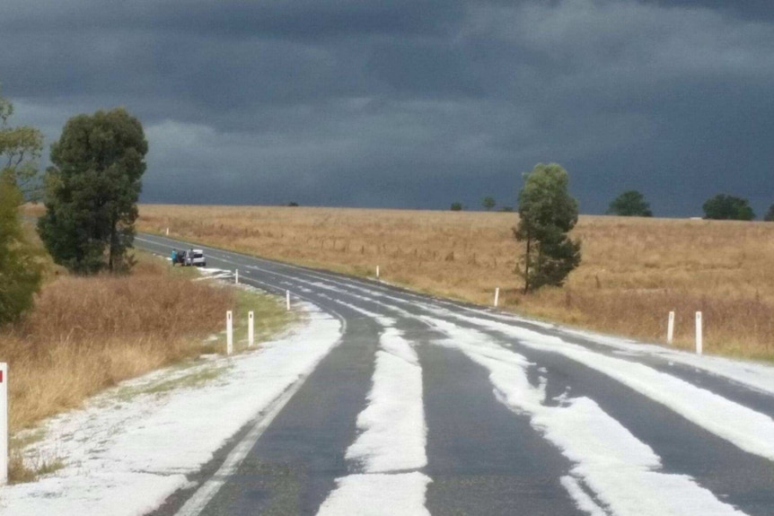 Hail on Central Queensland roads