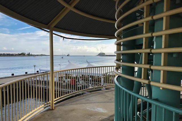 A balcony looking over Newcastle Harbour.