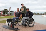 Robbie Peime, Tom Klein and Jerome Elbrycht on the dock at the Melbourne Cable Park.