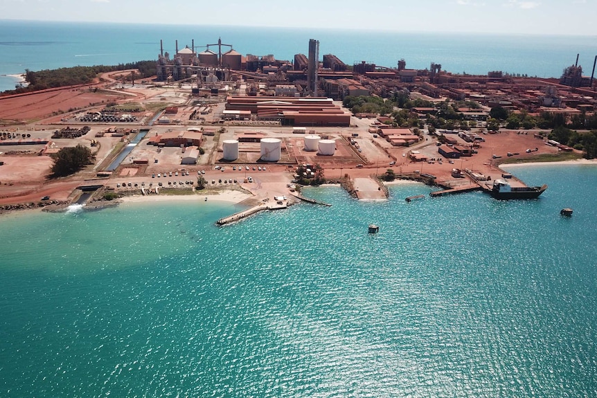 A photo which shows Gove refinery from the air. Gove Operations is located on the Gove Peninsula in North East Arnhem land.