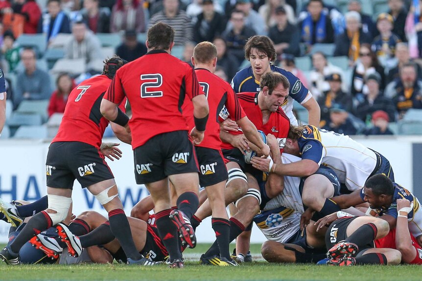 George Whitelock charges forward against the Brumbies.