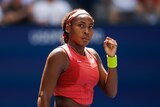 Coco Gauff clenches her fist