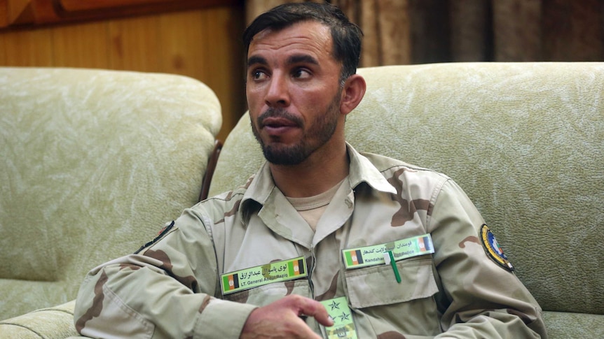 General Abdul Raziq, Kandahar police chief, speaks during an interview.