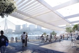 Artist's rendering of possible Fish Market designs overlooking Anzac Bridge in Glebe.