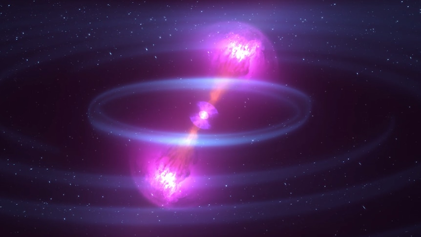 A simulation of a collision between two neutron stars