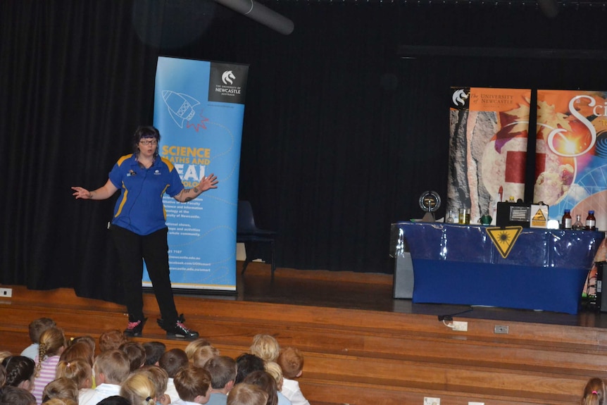 Karlie presenting to primary school students as part of the SMART Program.