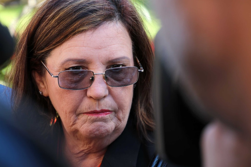 A tight head shot of Margaret Dodd outside the Perth Supreme Court.