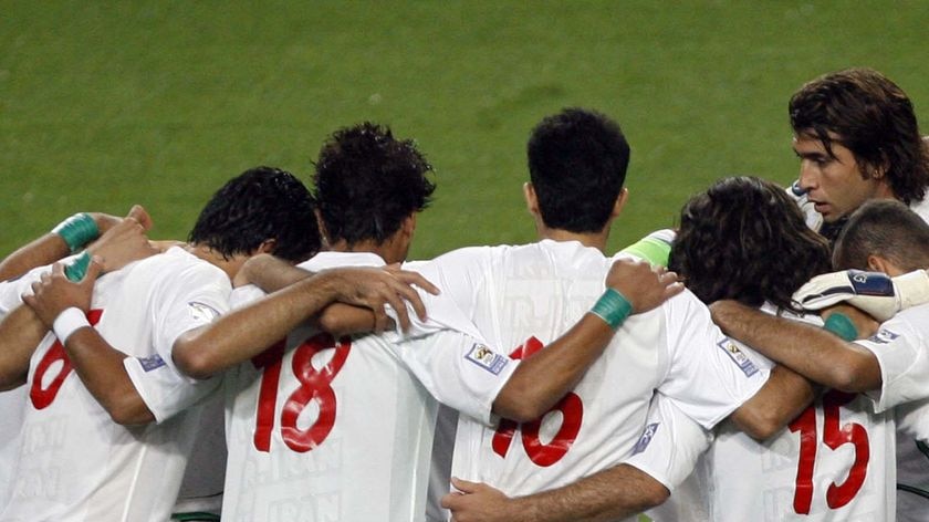 The players wore green wristbands, thought to be a symbol of their support for Mir Hossein Mousavi.