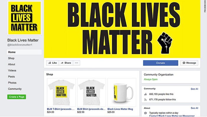 Facebook page Black Lives Matter