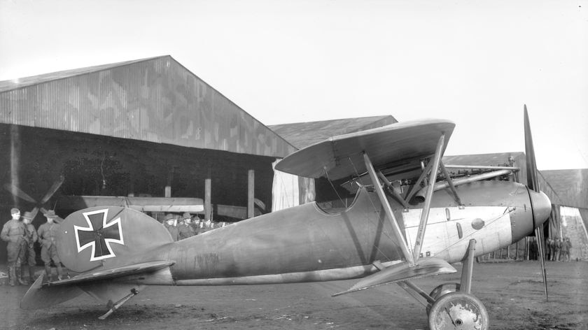 Captured: the War Memorial's German Albatros DVa was brought down by Australian aircrews in France in 1917.