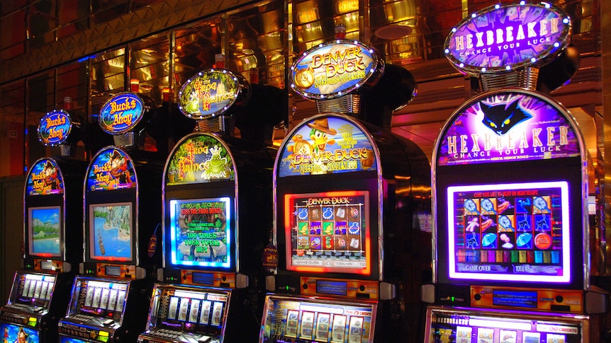 A row of poker machines