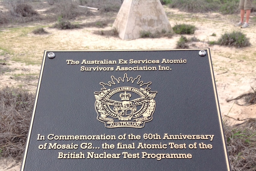 Plaque commemorating the 1956 atomic test on the Montebello Islands