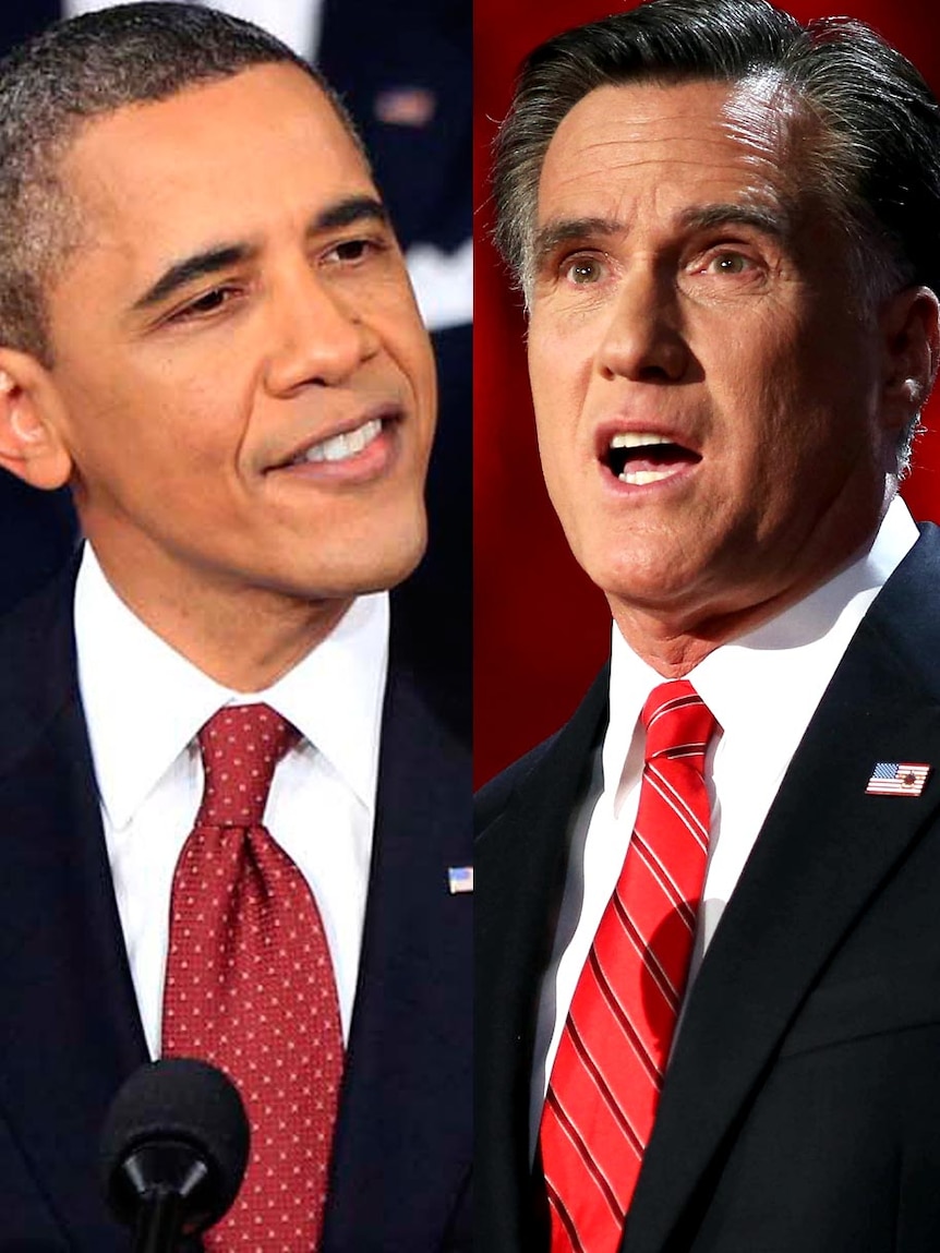 LtoR Barack Obama and Mitt Romney.