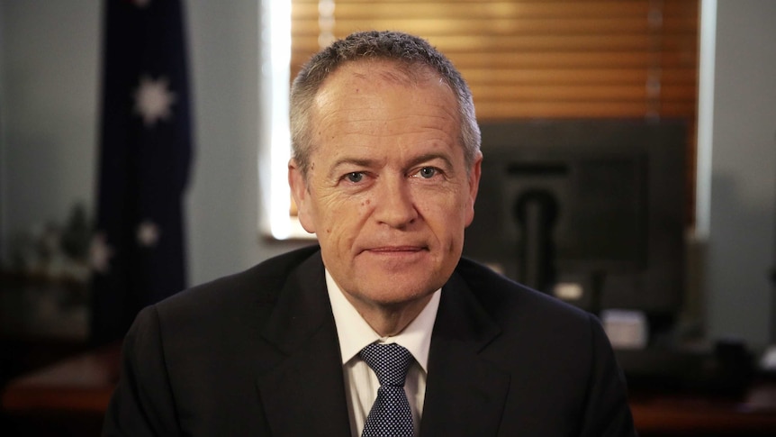 Bill Shorten sitting in his House of Representatives office