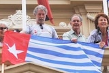 The West Papua Morning Star flag flies at the Leichhardt town hall